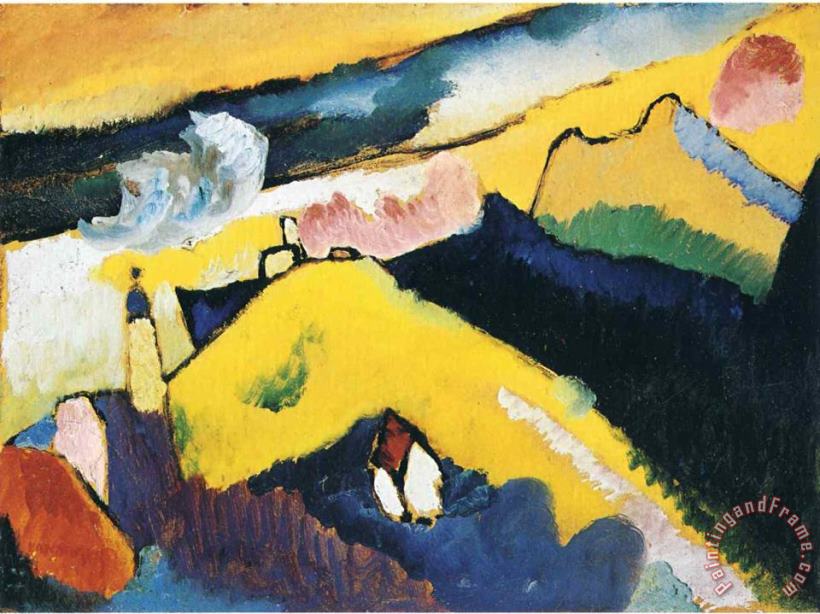 Mountain Landscape with Church 1910 painting - Wassily Kandinsky Mountain Landscape with Church 1910 Art Print