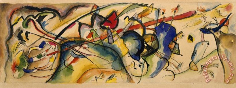 Wassily Kandinsky Watercolor After 'painting with White Border (moscow)' Art Painting
