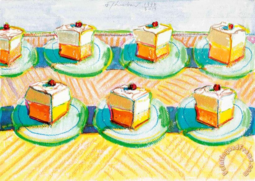 Lemon Meringue Pie Slices, 2013 painting - Wayne Thiebaud Lemon Meringue Pie Slices, 2013 Art Print