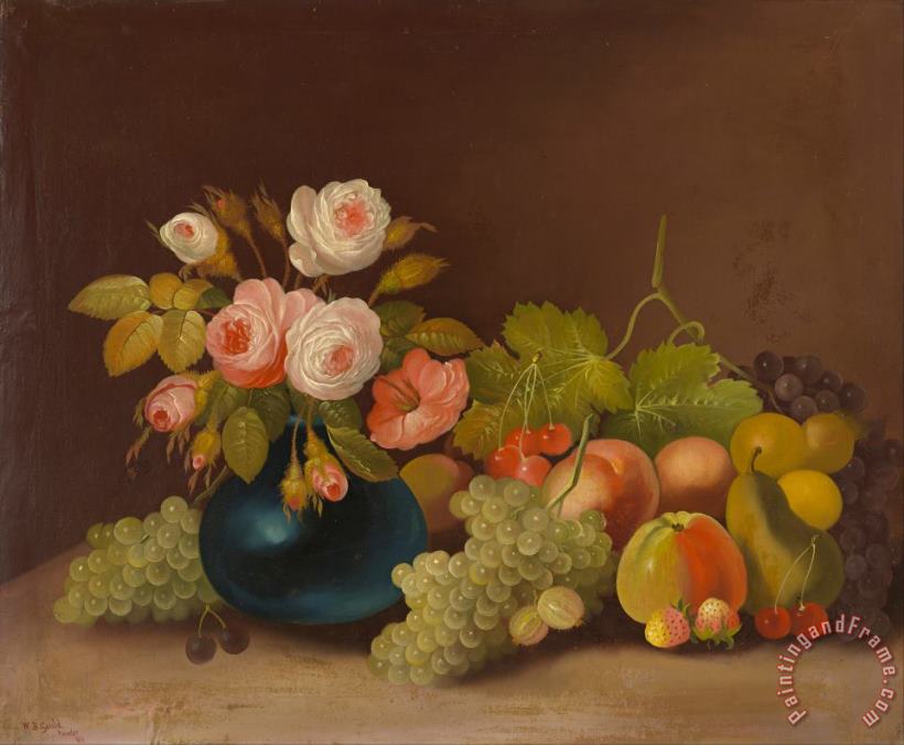 Cabbage Roses And Fruit painting - W.b. Gould Cabbage Roses And Fruit Art Print