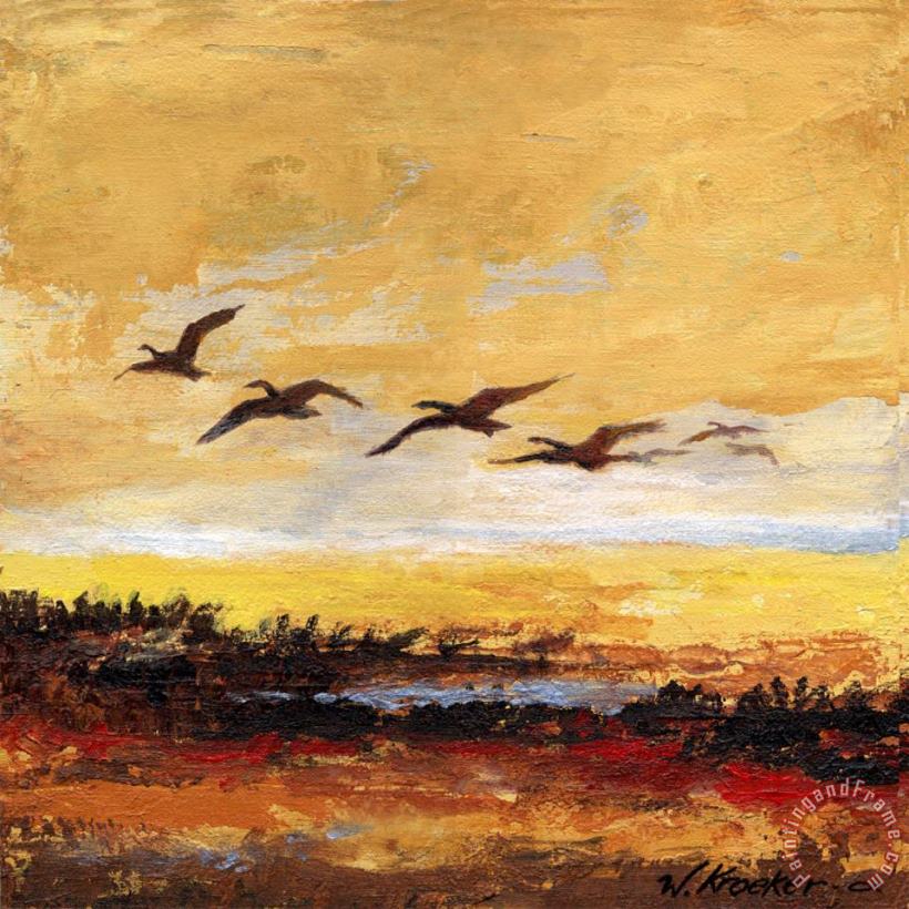 Canada Geese in Flight 3 painting - Wendy Kroeker Canada Geese in Flight 3 Art Print