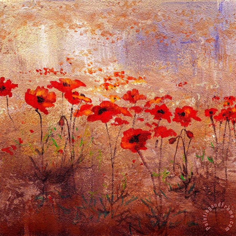 Field Poppies 2 painting - Wendy Kroeker Field Poppies 2 Art Print