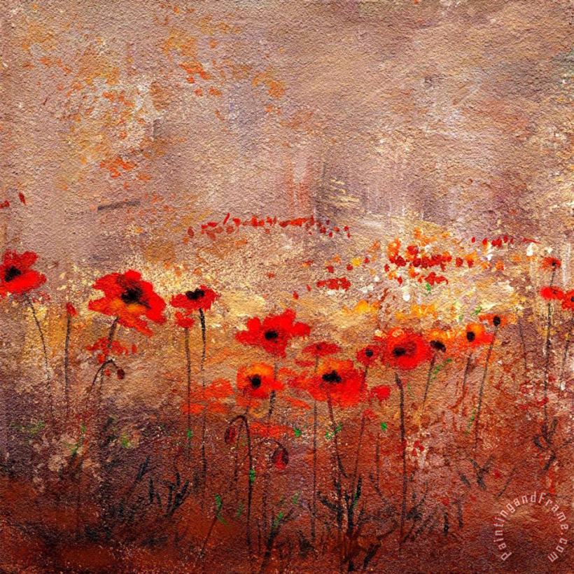Field Poppies 3 painting - Wendy Kroeker Field Poppies 3 Art Print