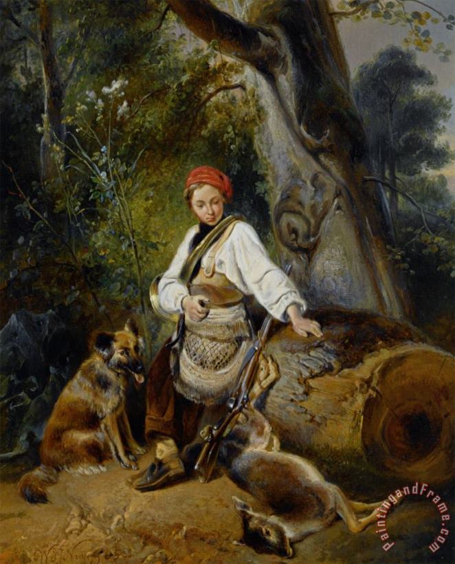Wijnandus Johannes Josephus Nuyen A Hunter at Rest in The Woods Art Painting