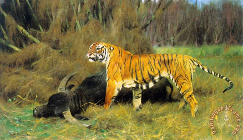A Tiger with Its Prey painting - Wilhelm Kuhnert A Tiger with Its Prey Art Print