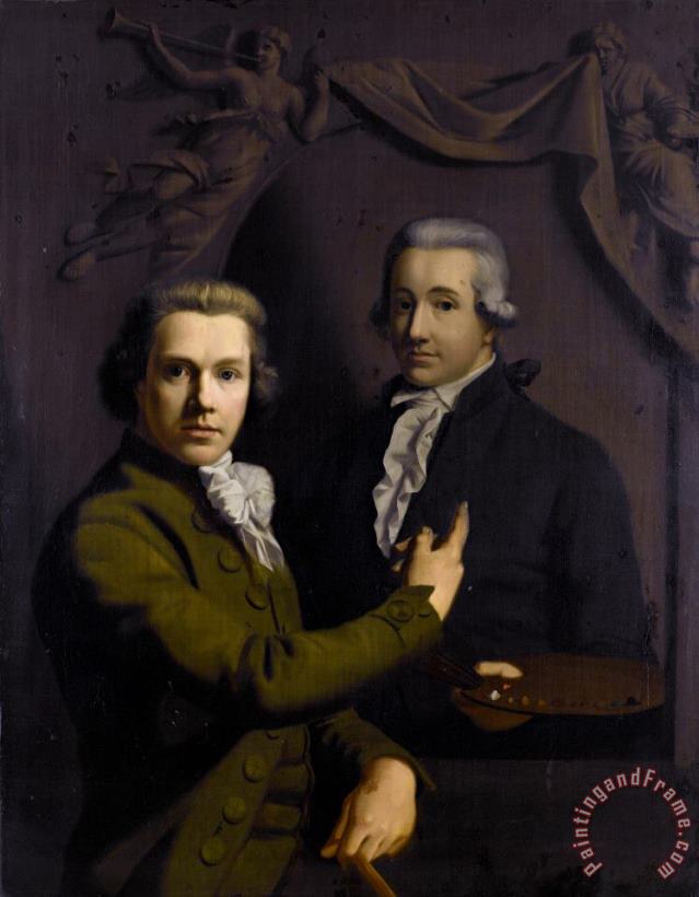 Willem Bartel van der Kooi Self Portrait Pointing to The Portrait of His Deceased Colleague Dirk Jacobs Ploegsma Art Painting