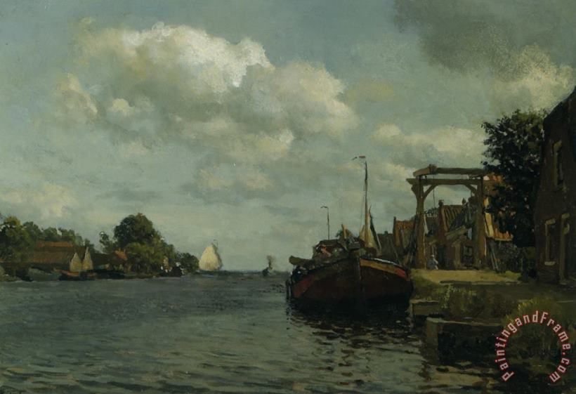 Willem Bastiaan Tholen Moored Boats on a River Art Print