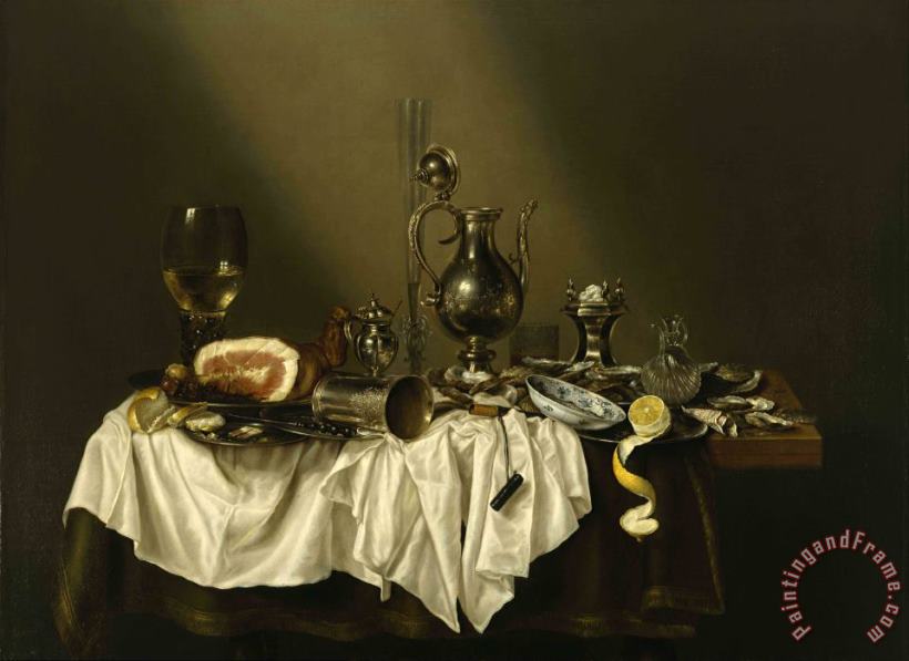 Banquet Piece with Ham painting - Willem Claesz Heda Banquet Piece with Ham Art Print
