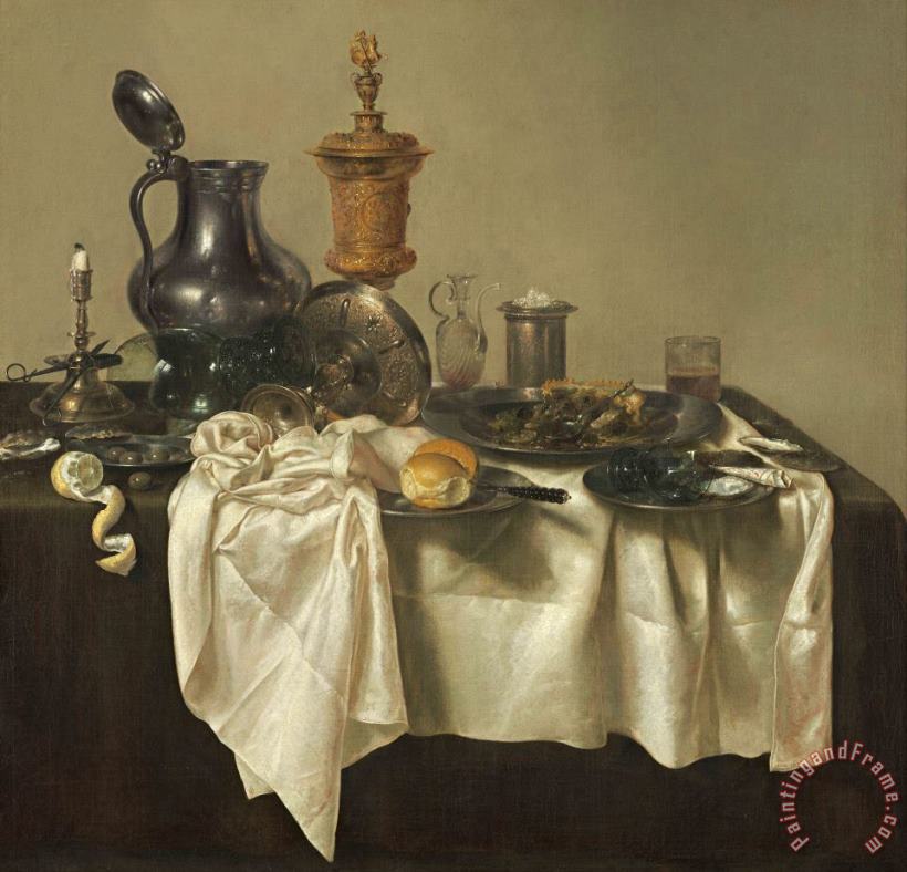 Willem Claesz Heda Banquet Piece with Mince Pie Art Painting