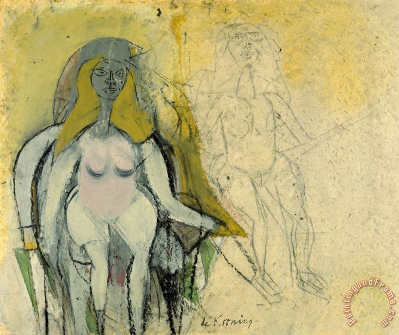 Seated Woman, 1950 painting - Willem De Kooning Seated Woman, 1950 Art Print