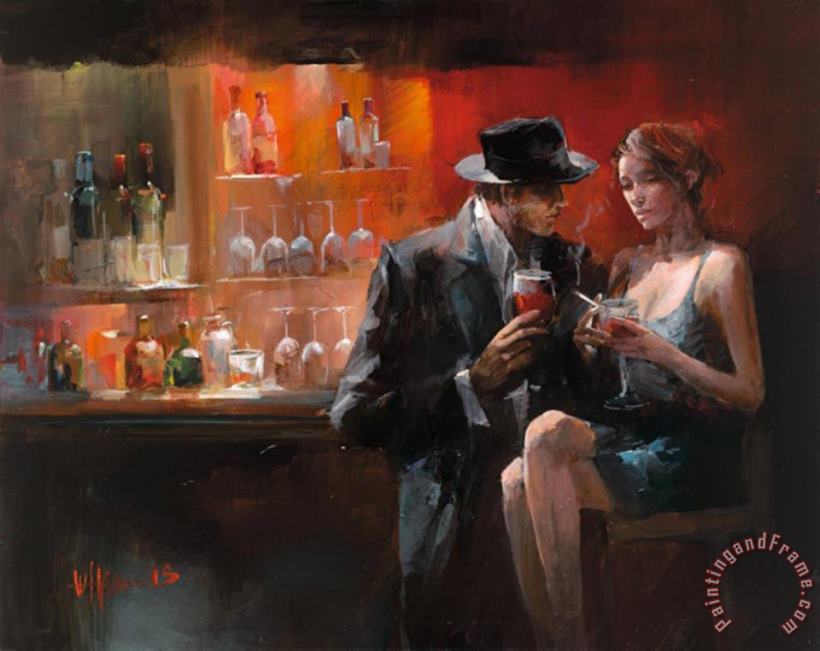 Evening in The Bar I painting - willem haenraets Evening in The Bar I Art Print