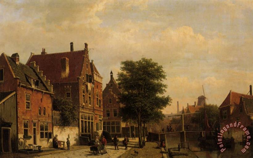 Willem Koekkoek Along The Canal Art Painting