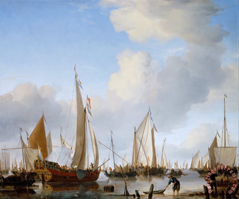 A States Yacht Under Sail Close to The Shore with Many Other Vessels painting - Willem van de Velde A States Yacht Under Sail Close to The Shore with Many Other Vessels Art Print