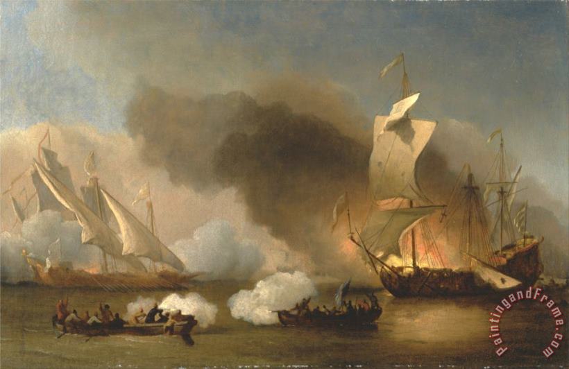 Willem van de Velde An Action Off The Barbary Coast with Galleys And English Ships Art Print