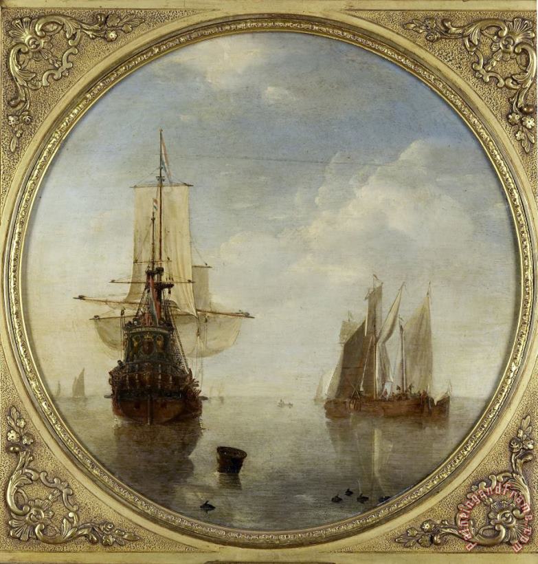 Willem van de Velde Ships at Anchor Art Painting