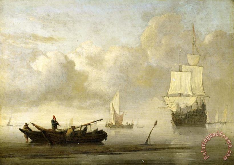Willem van de Velde Ships Near The Coast During a Calm Art Painting