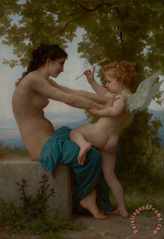 William Adolphe Bouguereau A Young Girl Defending Herself Against Eros Art Painting