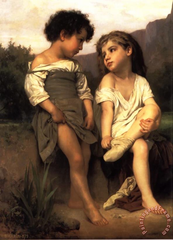 William Adolphe Bouguereau At The Edge of The Brook Art Print