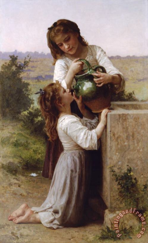 At The Fountain (1897) painting - William Adolphe Bouguereau At The Fountain (1897) Art Print