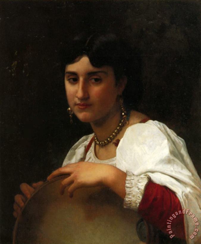 Italian Girl with Tambourine painting - William Adolphe Bouguereau Italian Girl with Tambourine Art Print