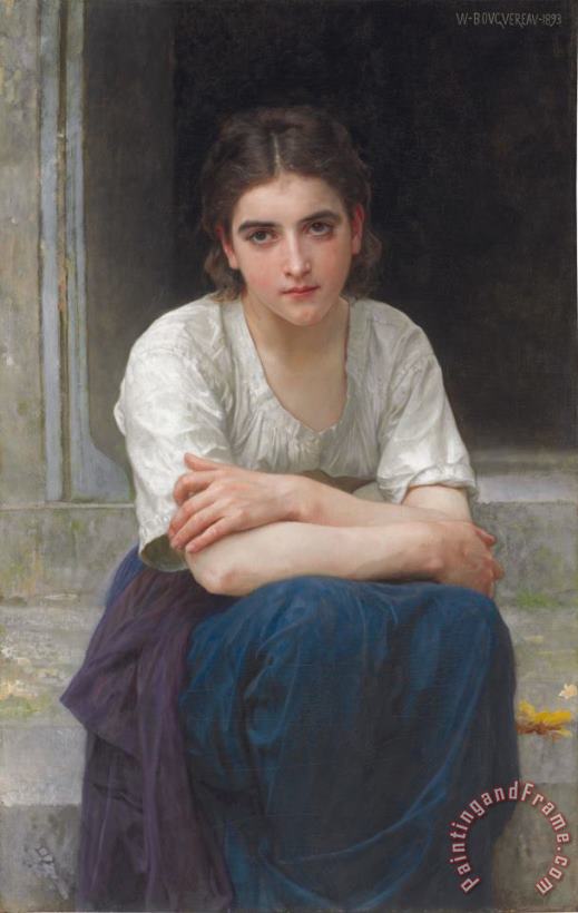 William Adolphe Bouguereau Reverie Sur Le Seuil Art Painting