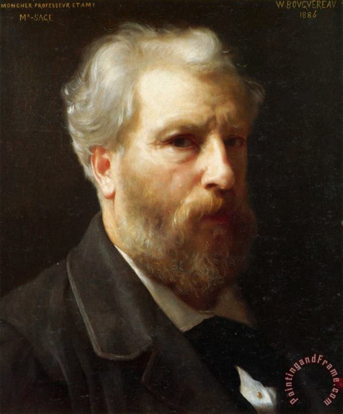 Self Portrait Presented to M. Sage painting - William Adolphe Bouguereau Self Portrait Presented to M. Sage Art Print