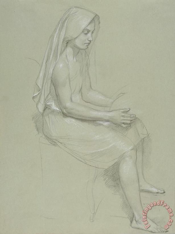 William Adolphe Bouguereau Study of a Seated Veiled Female Figure Art Painting