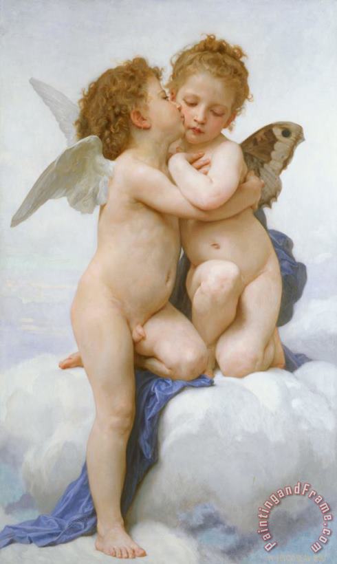 The First Kiss painting - William Adolphe Bouguereau The First Kiss Art Print