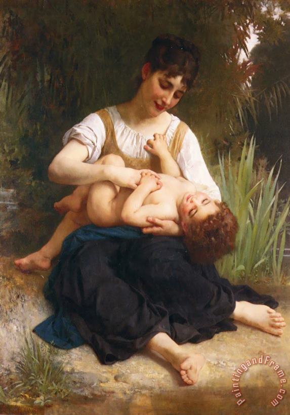 William Adolphe Bouguereau The Joys of Motherhood (girl Tickling a Child) Art Painting