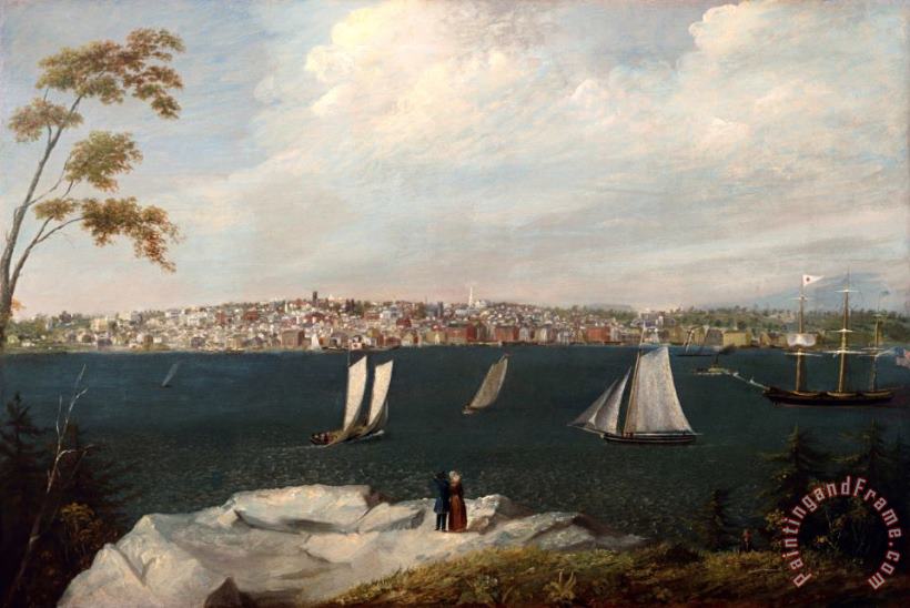 View of New Bedford From Fairhaven Circa 1848 painting - William Allen Wall View of New Bedford From Fairhaven Circa 1848 Art Print