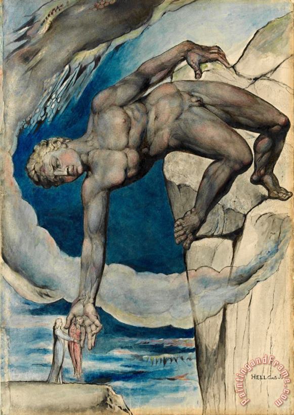 Antaeus Setting Down Dante And Virgil in The Last Circle of Hell painting - William Blake Antaeus Setting Down Dante And Virgil in The Last Circle of Hell Art Print