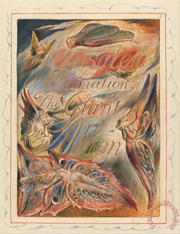 Jerusalem, Plate 2, Title Page painting - William Blake Jerusalem, Plate 2, Title Page Art Print