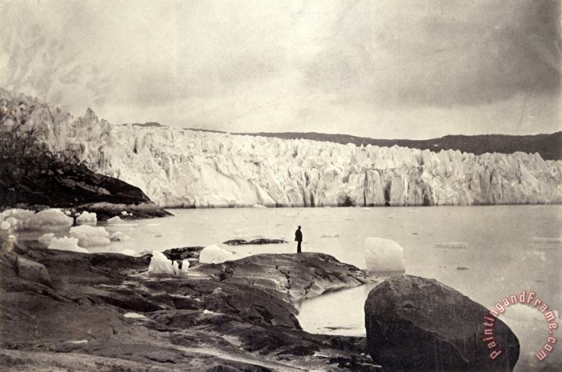 William Bradford Sermistsialk Glaciers with Figure From Arctic Regions Art Print