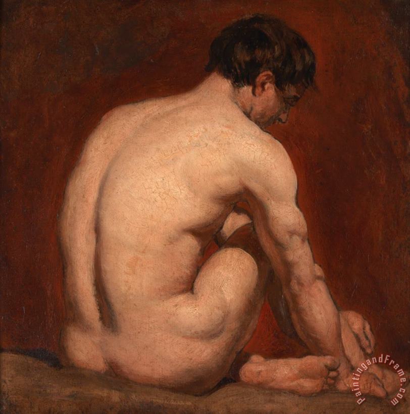 Male Nude, Kneeling, From The Back painting - William Etty Male Nude, Kneeling, From The Back Art Print