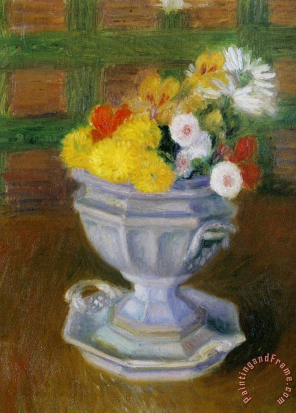 William Glackens Flowers in an Ironstone Urn Art Painting