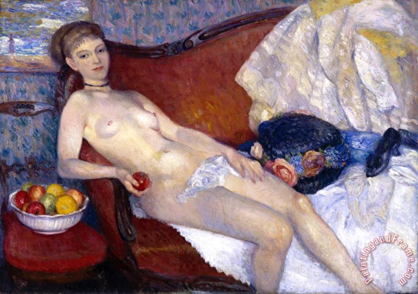 William Glackens Nude with Apple Art Painting