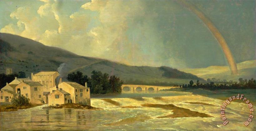 William Hodges Otley Bridge on The River Wharfe Art Painting