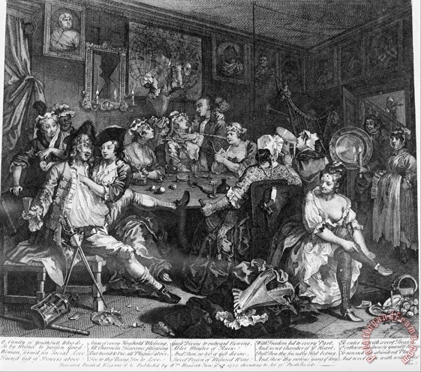 William Hogarth A Rake's Progress, Plate 3, The Tavern Scene Art Painting