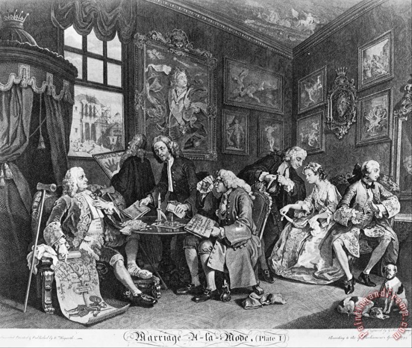 Marriage a La Mode, Plate 1, (the Marriage Contract) painting - William Hogarth Marriage a La Mode, Plate 1, (the Marriage Contract) Art Print