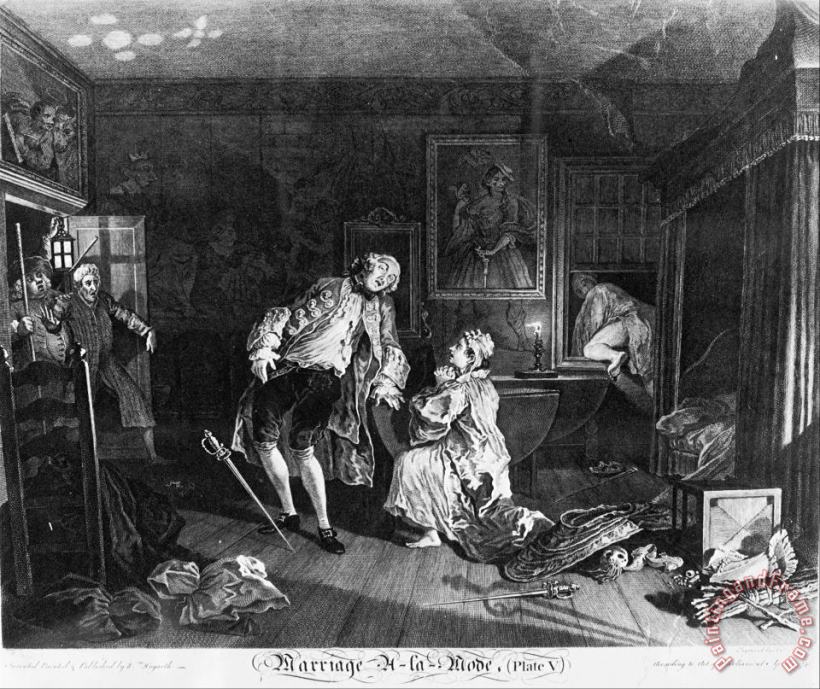 Marriage a La Mode, Plate 5, (the Death of The Earl) painting - William Hogarth Marriage a La Mode, Plate 5, (the Death of The Earl) Art Print