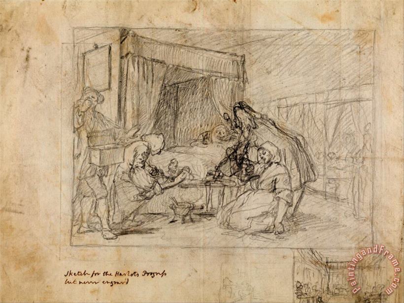 William Hogarth Operation Scene in a Hospital with Subsidiary Sketches in The Margin at The Lower Right Art Print
