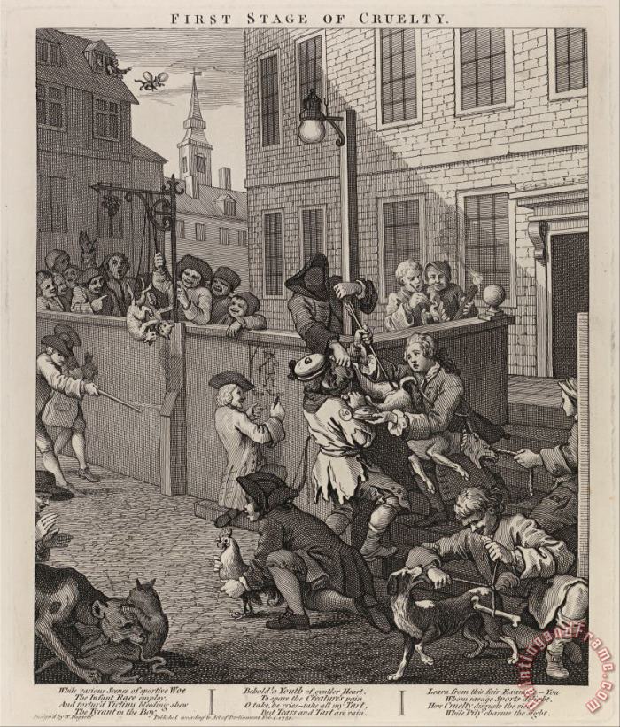 The First Stage of Cruelty Children Torturing Animals painting - William Hogarth The First Stage of Cruelty Children Torturing Animals Art Print