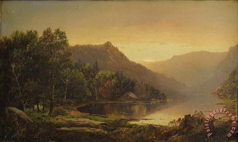 William Louis Sonntag New England Mountain Lake at Sunrise Art Print