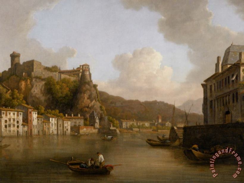 View of The Chateau De Pierre Encise on The Rhone Lyon painting - William Marlow View of The Chateau De Pierre Encise on The Rhone Lyon Art Print