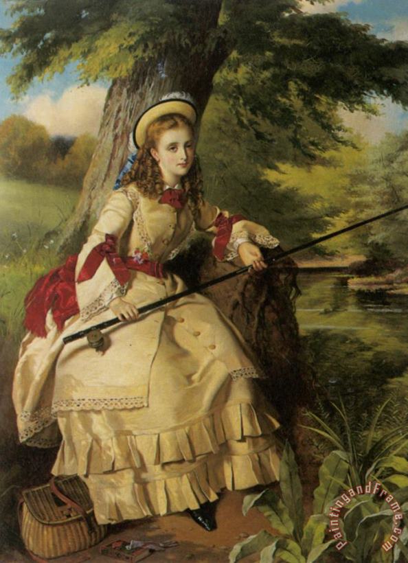 William Maw Egley A Young Lady Fishing Art Painting