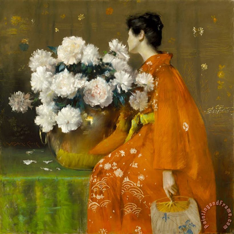 Spring Flowers (peonies) painting - William Merritt Chase Spring Flowers (peonies) Art Print