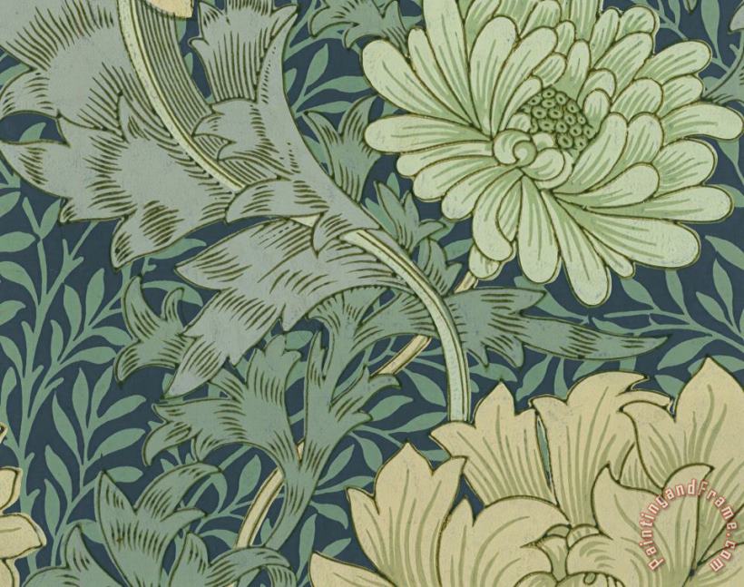 Wallpaper Sample with Chrysanthemum painting - William Morris Wallpaper Sample with Chrysanthemum Art Print