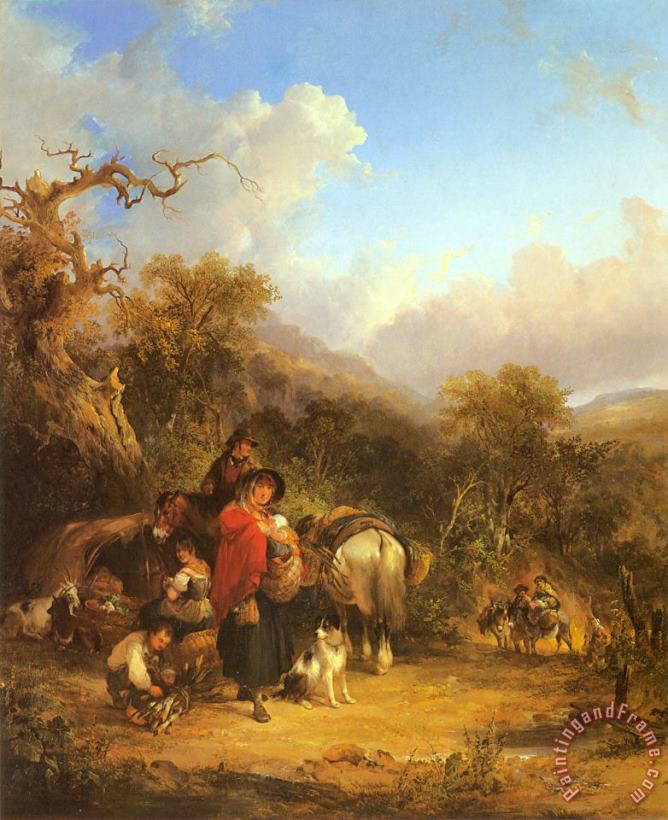 A Rest by The Roadside painting - William Shayer, Snr A Rest by The Roadside Art Print