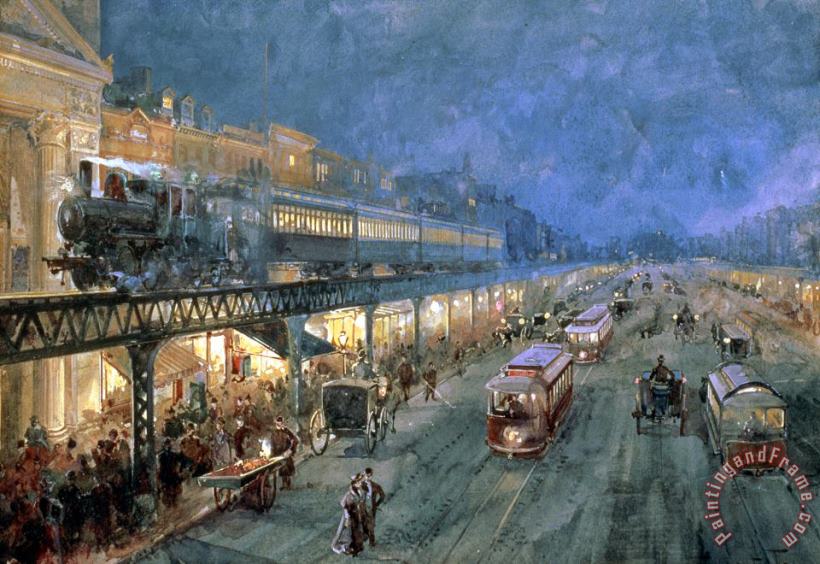 The Bowery at Night painting - William Sonntag The Bowery at Night Art Print