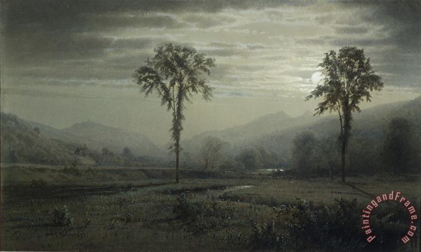 Moonlight on Mount Lafayette, New Hampshire painting - William Trost Richards Moonlight on Mount Lafayette, New Hampshire Art Print